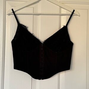 Princess Polly Bustier Lace-Trim Corset Top Size 4 Black Pre-Owned